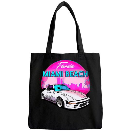 Discover Miami Men's Tote Bag Palm Trees and Vintage Car