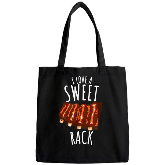 Discover I Love A Sweet Rack Funny BBQ Grilling Ribs Tote Bag