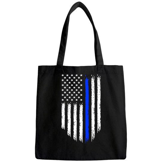 Discover Fantastic Tees Thin Blue Line USA Flag Patriotic Police Support Men's Tote Bag