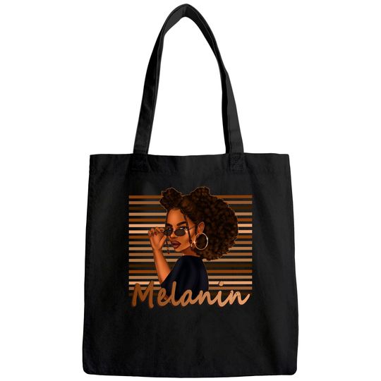 Discover Melanin Afro Natural Hair Queen Black Girl Tote Bag