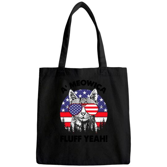 Discover Meowica Fluff Yeah Patriotic American Tote Bag