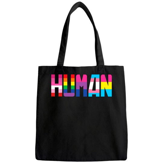 Discover HUMAN LGBT Flag Gay Pride Month Rainbow Tote Bag