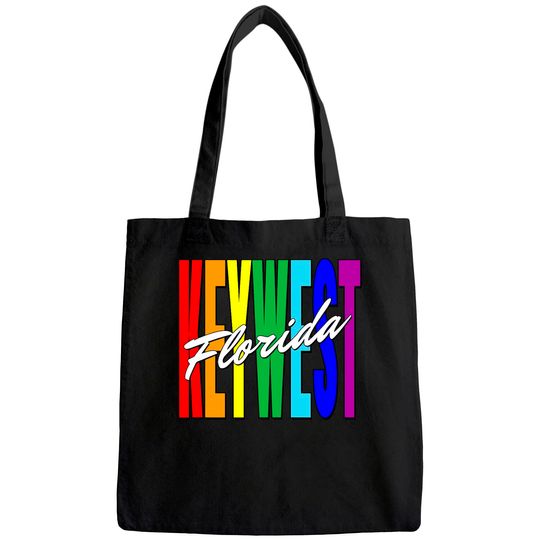 Discover Key West Florida Rainbow Letters Tote Bag