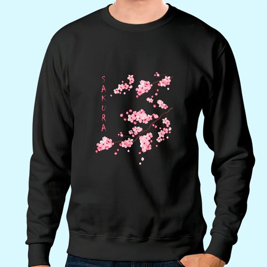 Discover Vintage Sakura Cherry Blossom Japanese Graphical Art Sweatshirt
