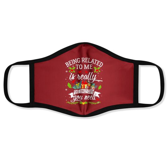 Discover Being Related To Me Funny Christmas Family Pajamas Classic Face Masks