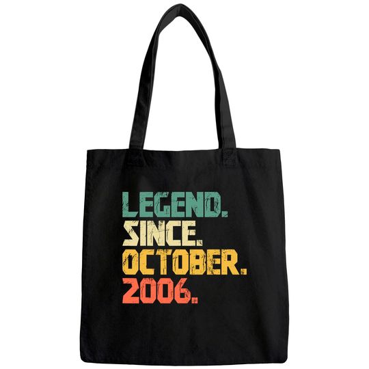 Discover 15 years old Gifts Tote Bag- Legend Since October 2006 Tote Bag