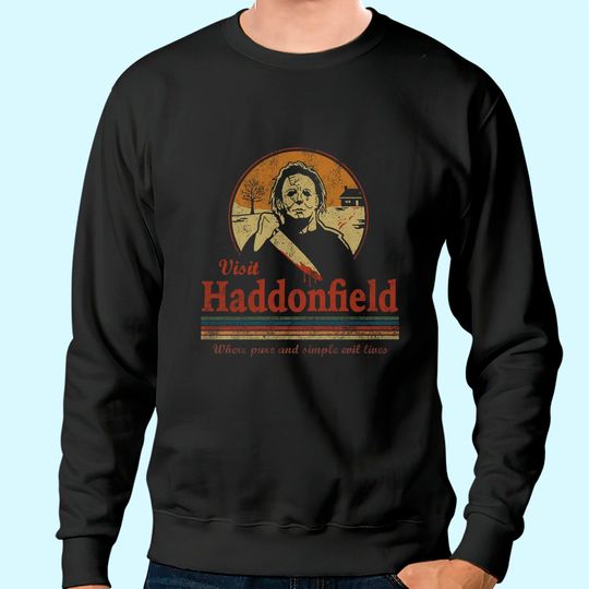 Discover Visit Haddonfield New Halloween Michael Myers Mens Vintage Classic Sweatshirt