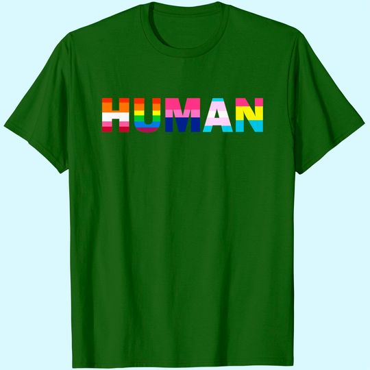 Discover Womens Human Rainbow Flag LGBT Gay Pride Month Transgender Ally O Neck T Shirt