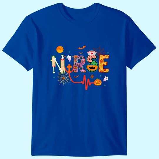 Discover Nurse Halloween Costume Stethoscope Heartbeat Pumpkin T Shirt