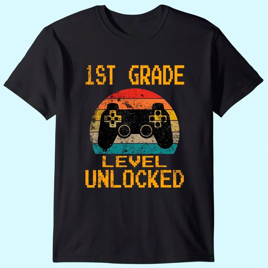 Discover 1st Grade Level Unlocked Gamer First Day Of School Boys T Shirt