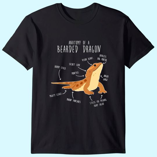 Discover The Anatomy of a Bearded Dragon, Pet Reptile Lizard Lover T-Shirt