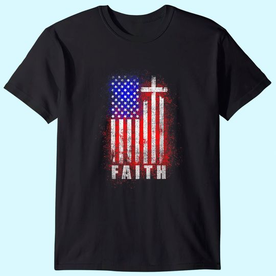 Discover Patriotic Christian Faith Love Jesus American Flag Cross T-Shirt