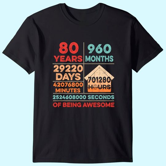 Discover Vintage 80th Birthday Gifts 80 Years Old 960 Months T Shirt