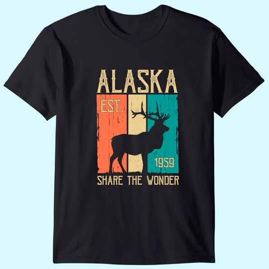 Discover Vintage Sports Design Alaskan Elk for Alaska Day T-Shirt