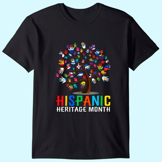 Discover National Hispanic Heritage Month Hand Flag Tree Roots Latino T-Shirt