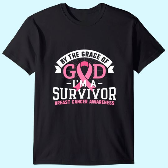 Discover Breast Cancer Survivor Support Pink Ribbon Grace God T-Shirt
