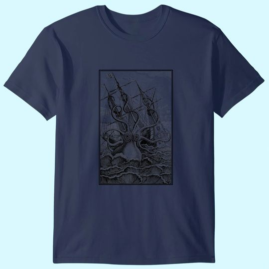 Discover Giant Octopus Pirate Ship Vintage Kraken Sailing Squid T Shirt