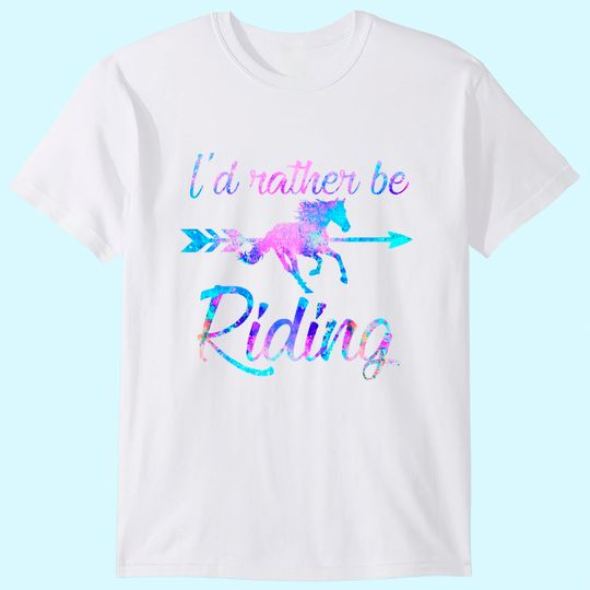 Discover Horse Lover Gift RATHER BE RIDING Equestrian Teen Girl Women T-Shirt