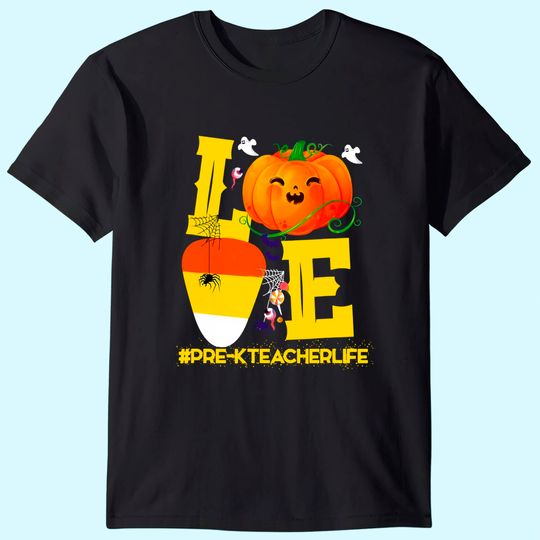 Discover Halloween Pumpkin Love Pre-K Teacher Life Costume T-Shirt