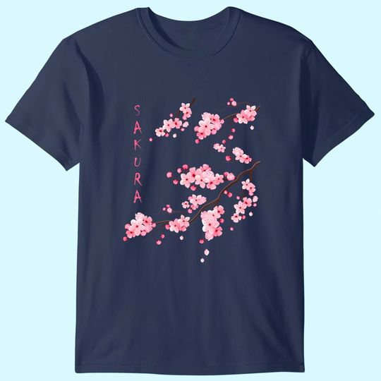 Discover Vintage Sakura Cherry Blossom Japanese Graphical Art T-Shirt