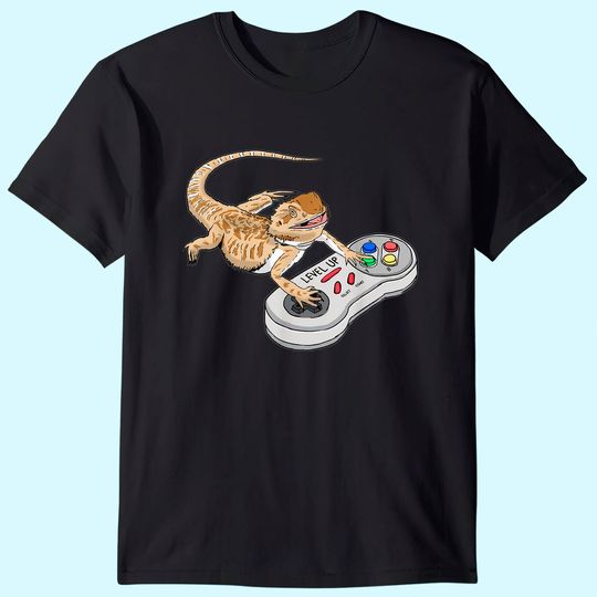 Discover Bearded Dragon Playing Video Game Reptiles Pagona Gamers T-Shirt
