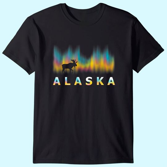 Discover Alaska Day Reindeer with Polar Lights and Moose T-Shirt