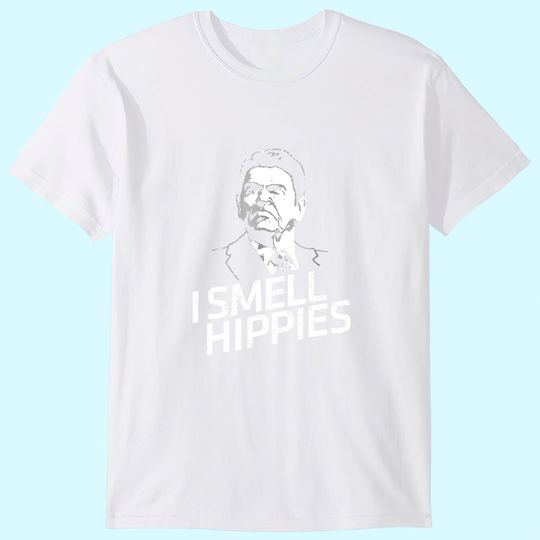 Discover Vintage I Smell Hippies Funny Ronald Reagan T-Shirt