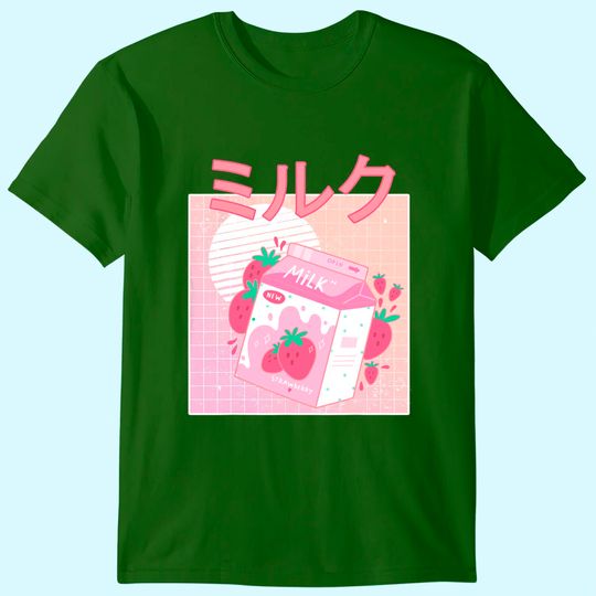Discover Japanese Kawaii Strawberry Milk Shake Carton T-Shirt