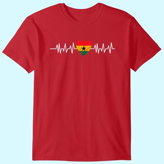 Discover Ghana Heartbeat Pulse Ghana Flag I Love Ghana T-Shirt
