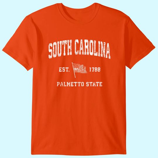 Discover South Carolina SC Vintage US Flag Sports Design T Shirt