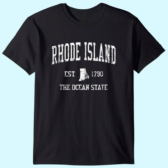 Discover Rhode Island Vintage Sports RI Design T Shirt