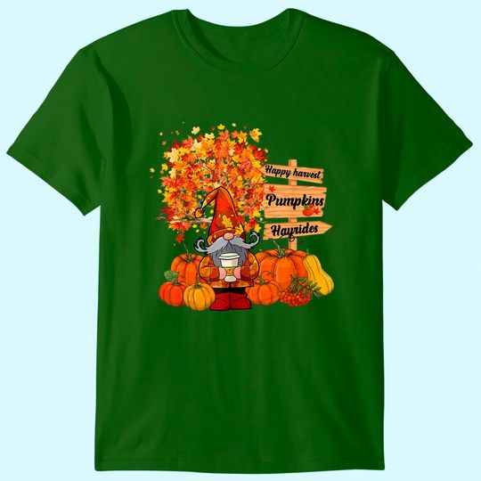 Discover Happy Harvest Gnome Plaid Pumpkins Maple Autumn Farm Life T-Shirt