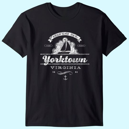 Discover Yorktown VA Sailboat T-Shirt Vintage Nautical Throwback Tee