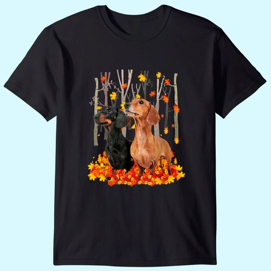 Discover Hello Autumn Maple Dachshund Leaf Fall Cute Dachshund T-Shirt