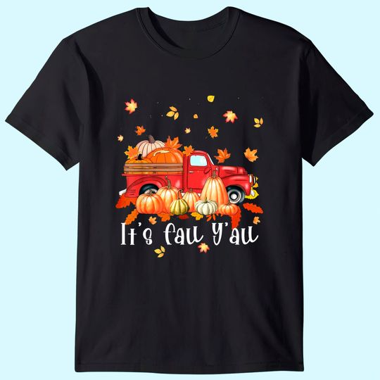 Discover It's Fall Y'all Pumpkins Print Maple Farm T-Shirt