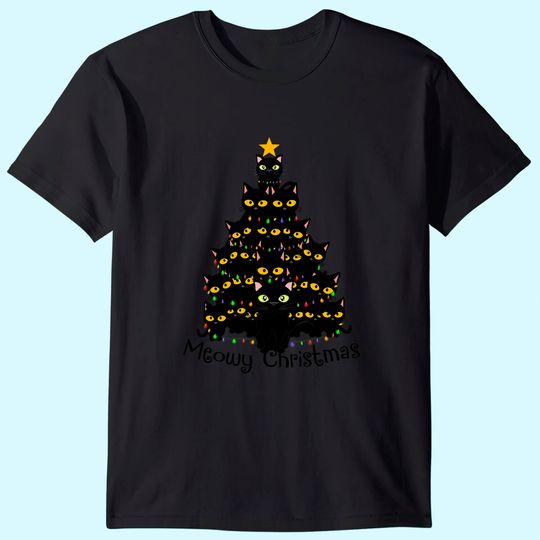 Discover Meowy Cat Christmas Tree Shirt Men Women Tee Plus Size T-Shirt