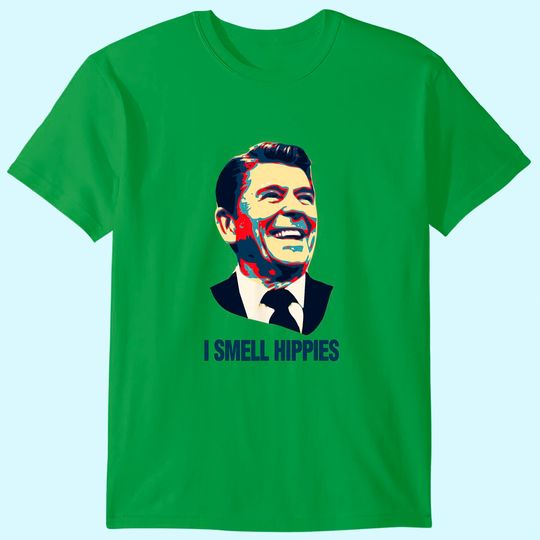 Discover I smell hippies Ronald Reagan Republica GOP USA Apparel T-Shirt