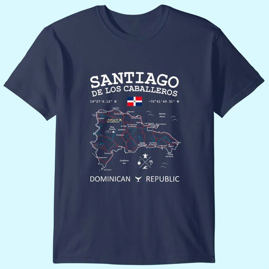 Discover SANTIAGO de los Caballeros Dominican Republic Map Flag T-Shirt