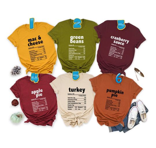 Discover Thanksgiving Nutrition Facts Family Matching T-Shirt