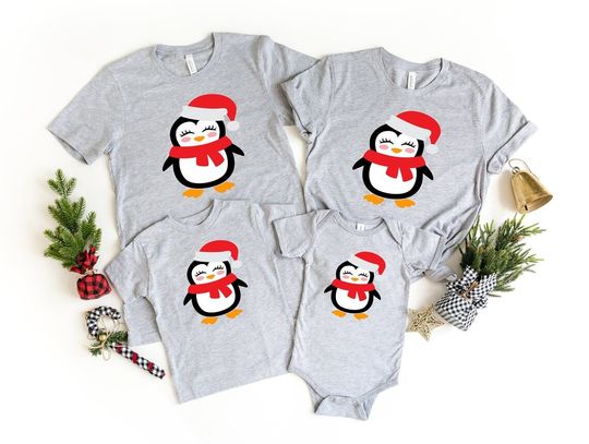 Discover Penguin Cap Winter Matching Family T-Shirt