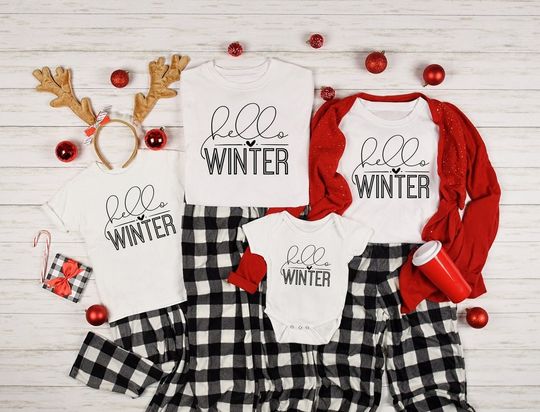Discover Hello Winter New Year Family Matching T-Shirt