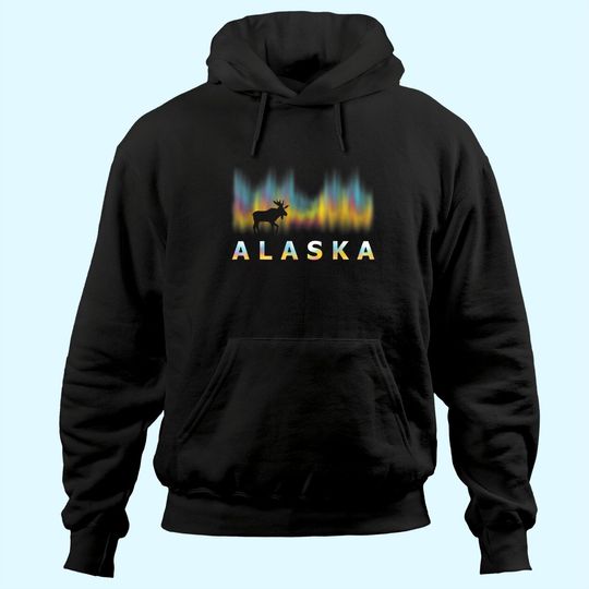 Discover Alaska Day Reindeer with Polar Lights and Moose Hoodie