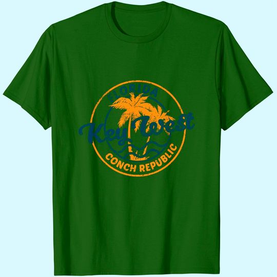Discover Key West Vintage Emblem Basic Cotton T-Shirt