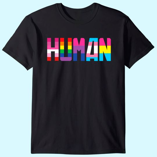 Discover HUMAN LGBT Flag Gay Pride Month Rainbow T-Shirt