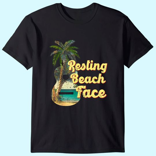 Discover Resting Beach Face T-shirt Guitar Coconut Tree Tropical