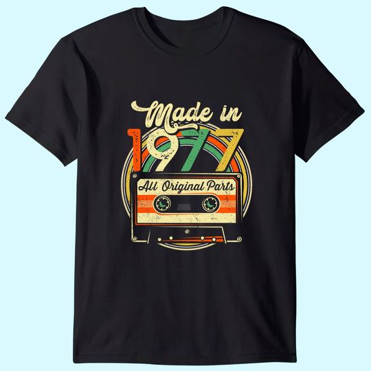 Discover Made in 1977 44th Birthday Gifts Cassette Tape T Shirt