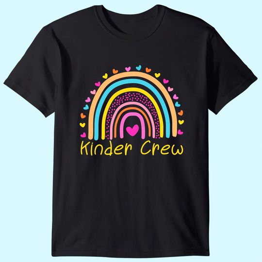 Discover Kinder Crew Kindergarten Teacher Rainbow Heart T-Shirt