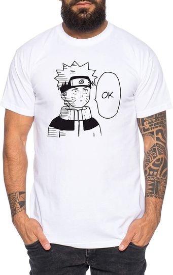 Camisete de Homem com Estampa de Anime Naruto Ok