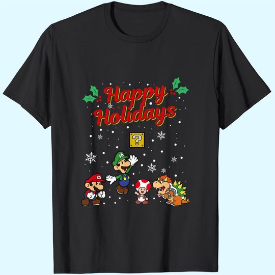 Discover Happy Holidays Christmas Mario T-Shirt
