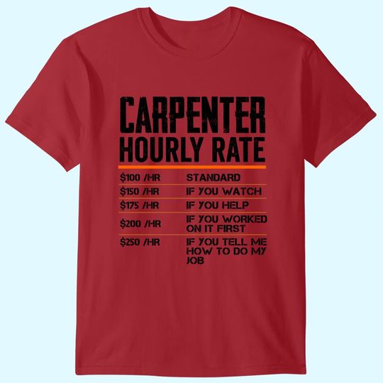 Discover Carpenter Hourly Rates Funny Gift for Woodworker Labor Rates T Shirt